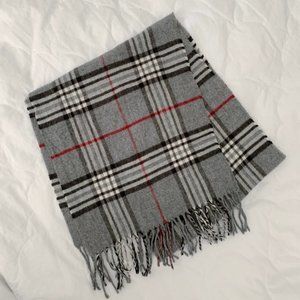 V FRAAS Cashmink Classic Plaid Scarf Grey